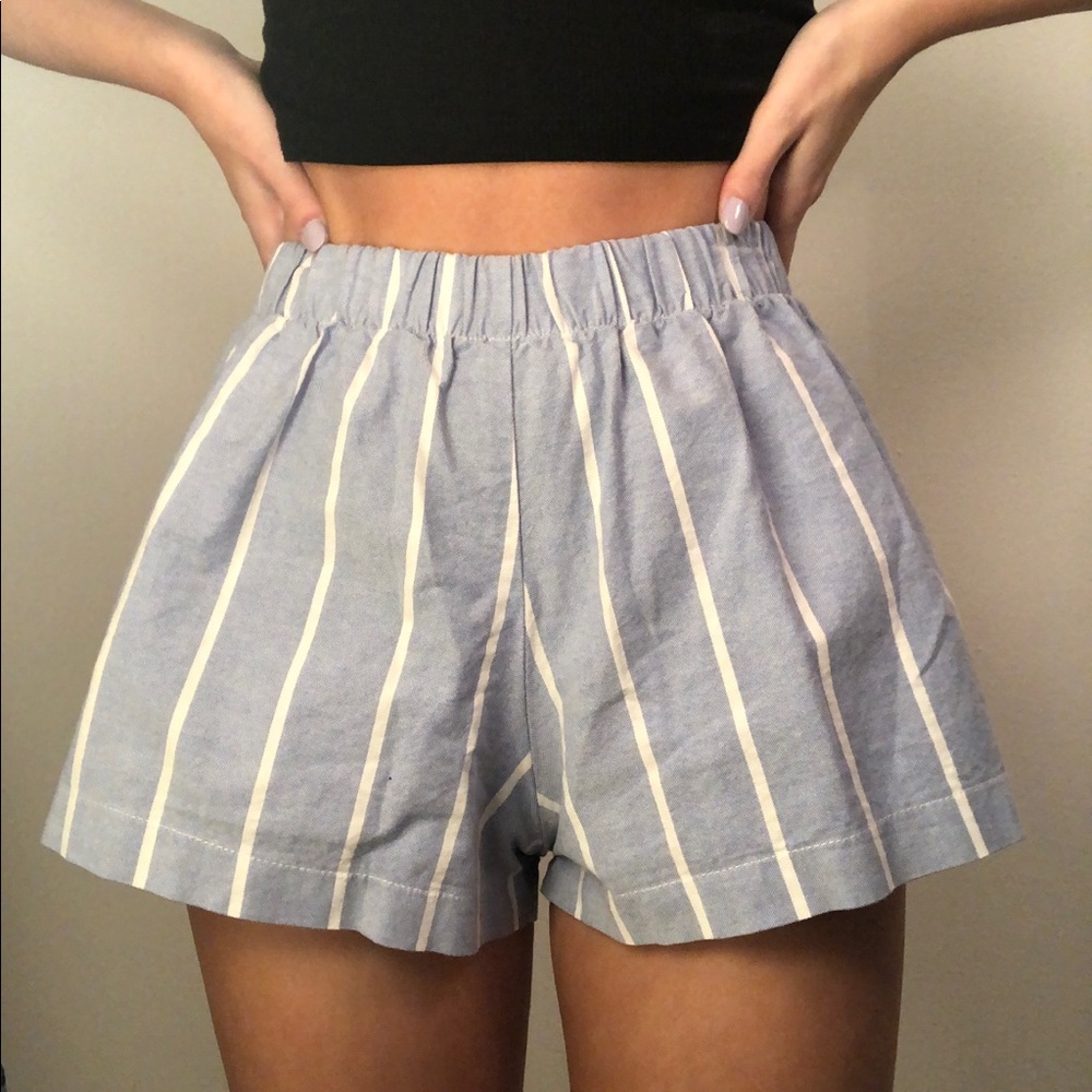 Brandy Melville Blue + White Striped Shorts